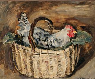 Rooster in a Basket