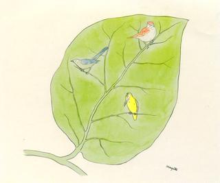 Feuille et oiseaux