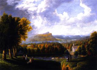 View of the Hudson River from Tarrytown, Old Dutch Church, Beekman Manor House