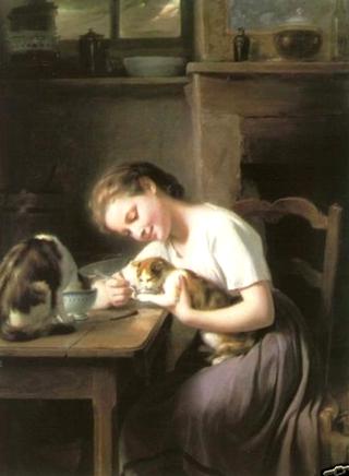 Girl with Cats