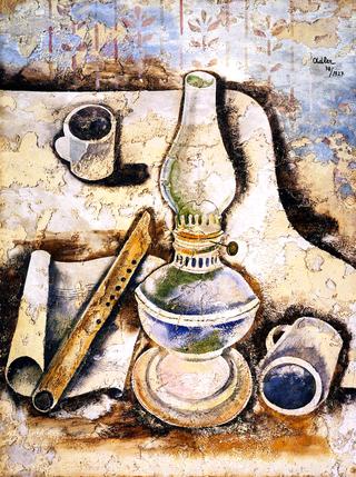 Still Life with Lamp and Flute