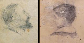 Versos of drawings "old woman / young girl"