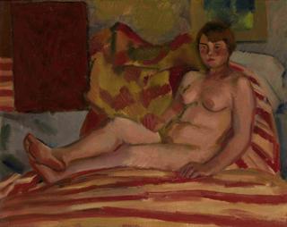 Nude on Striped Fabric