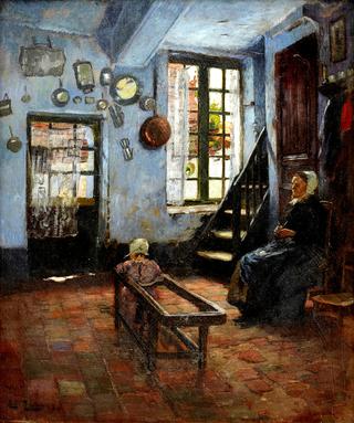 Babysitter, Interior with Child and Woman