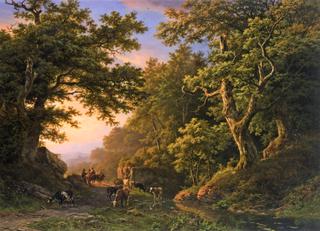 Figures in a Wooded Landscape