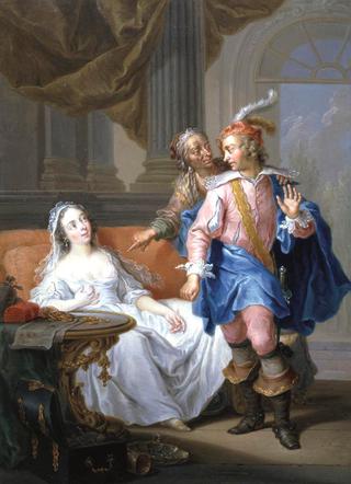 Elegant Couple with an Old Maid in an Interior