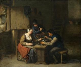 A Tavern Interior with Three Boors