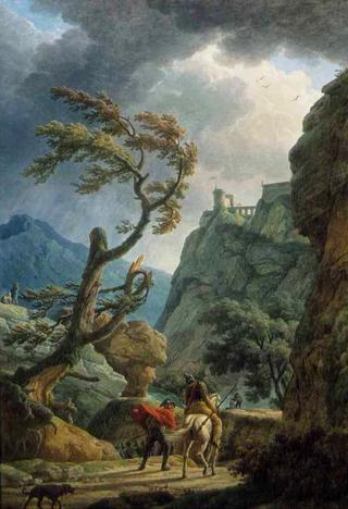 Soldiers in a Mountain Gorge during a Storm