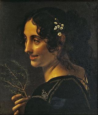 Gypsy Woman Holding a Branch of Myrtle