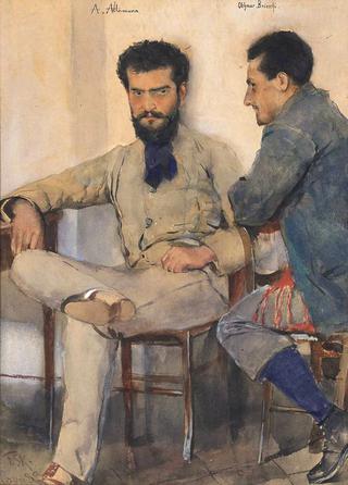 Painter Alessandro Altamura and Othmar Brioschi Pagano at Hotel Capri