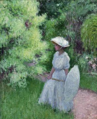 Girl with Parasol, Giverny