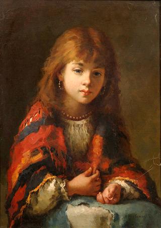 Portrait of a Young Girl in a Red Shawl