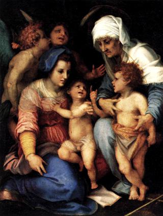 Madonna and Child with St Elizabeth, the Infant St John and Two Angels