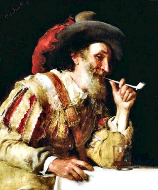 A Distinguished Cavalier Smoking a Pipe