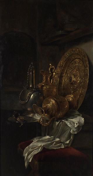 Still Life with Gilt Vase and Plates