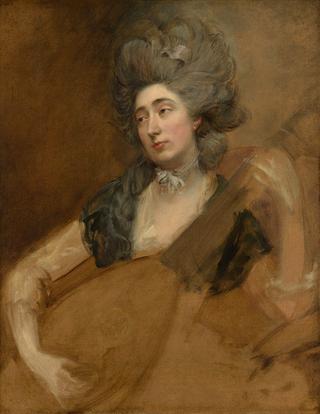 Portrait of Margaret Gainsborough holding a Theorbo