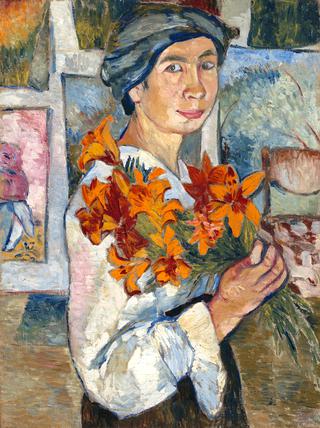 Self-Portrait with Yellow Lilies