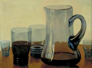 Glass Jug and Four Glasses