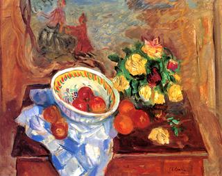 Fruit Bowl, Bouquet and Blue Screen