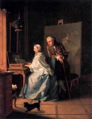 艺术家和他妻子在尖刺上的画像