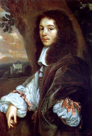 Portrait of Christaen Huygens in a landscape