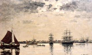 Antwerp, boats on the River Scheldt