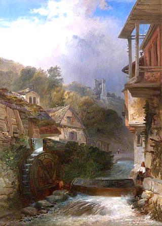 River with Watermill and Village beyond