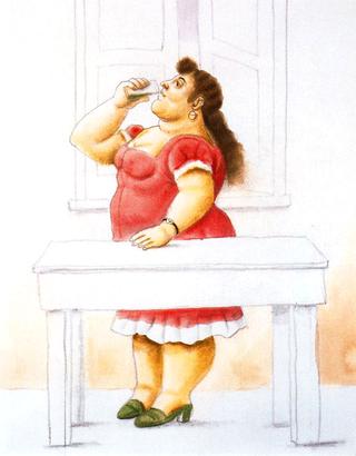 Woman Standing, Drinking