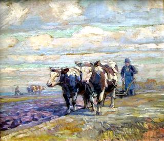Landscape with Oxen and Farmer