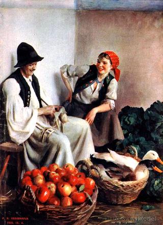 Boy with a Pipe, Girl with a Goose