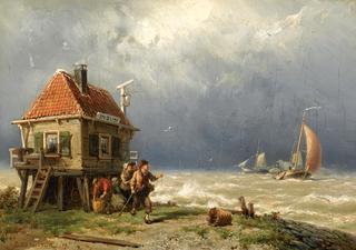 Figures near a Pilot's House