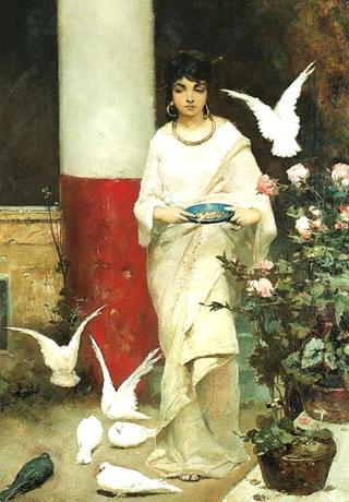 Woman with Pigeons