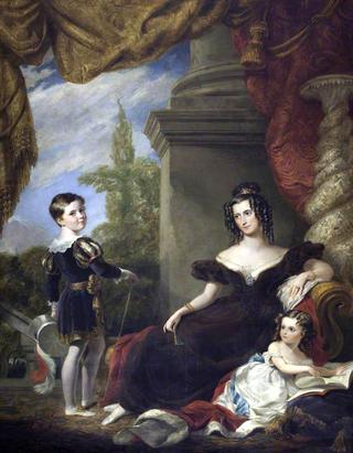 利希菲尔德伯爵夫人路易莎·芭芭拉·凯瑟琳·菲利普斯和她的两个孩子