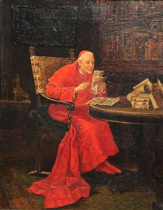 Cardinal seated in an interior