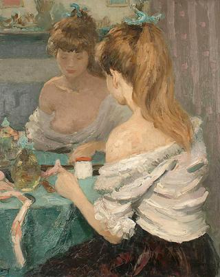 Portrait of a lady by her dressing table