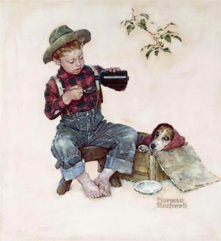 Boy and Dog Caught Cold