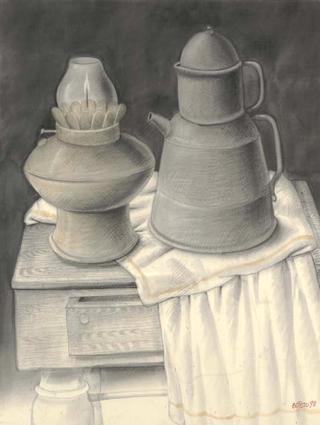 Still Life with Lamp and Coffee Pot
