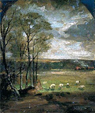 Landscape with Sheep and Trees