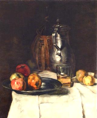 Still life mit Pewter Mug, Wineglass and Apple