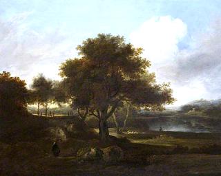 Country Landscape with Fisherman beside a Lake