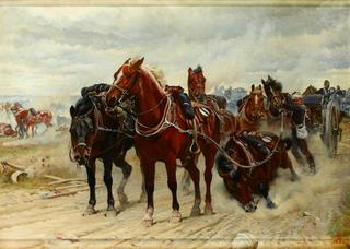 Patient Horses, a Royal Artillery Gun Team in Action, c 1882