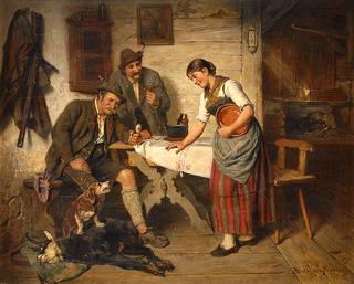 Two Hunters Smoking