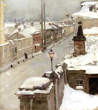 Moscow in Winter, View from the Window onto Srednaia Kislovka