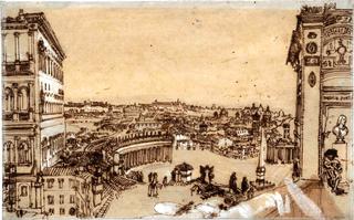 Rome, View of St Peter's Square, from the Loggia of the Vatican - Study for 'Rome from the Vatican'