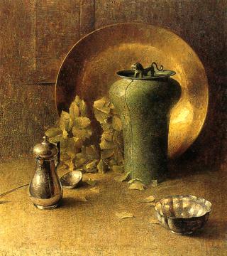 Still LIfe with Pewterware and Brass Bowl