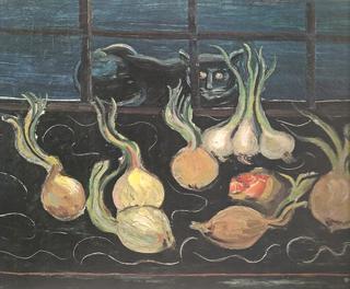 Still-Life with Cat and Onions