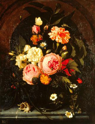 Still Life with Flowers, Insects and a Shell