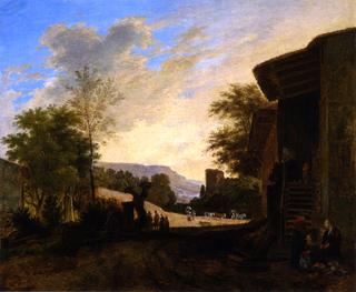 Landscape with Farm, Cattle and Figures