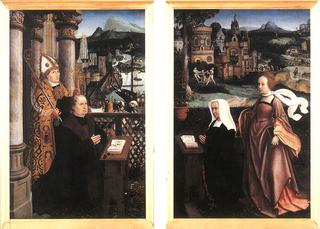 Donor with Saint Nicholas and His Wife with Saint Godelina