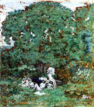 Wooded Landscape with Bathing Women